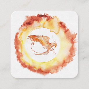*~* Red Orange Flame Phoenix Ring of Fire White Fyrkantigt Visitkort