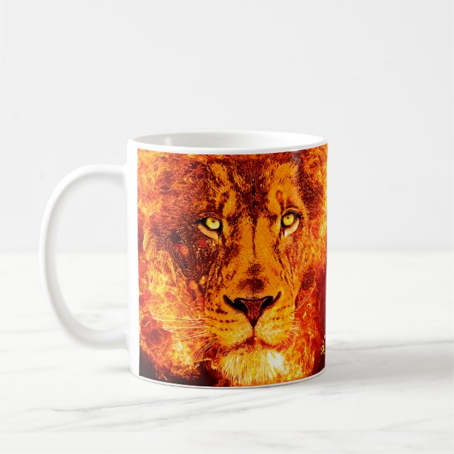 Red Orange Flaming Lejon of Judah Kaffemugg (Vänster)