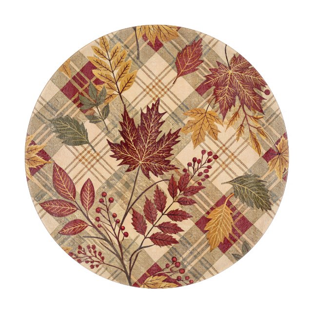 RED ORANGE GRÖNT PLAID MED FALL HÖST LÖV (Framsidan)