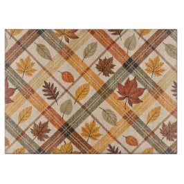 RED ORANGE GRÖNT PLAID MED FALL HÖST LÖV