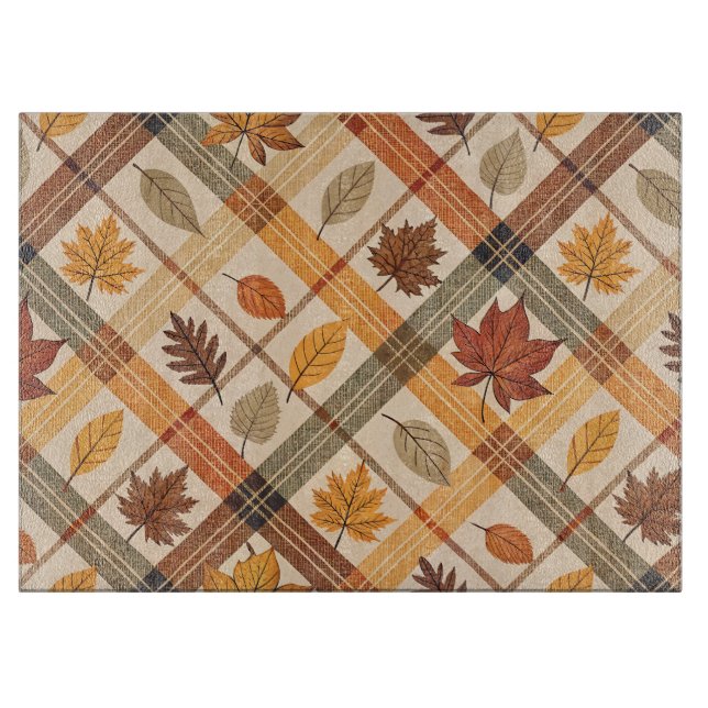 RED ORANGE GRÖNT PLAID MED FALL HÖST LÖV (Framsidan)
