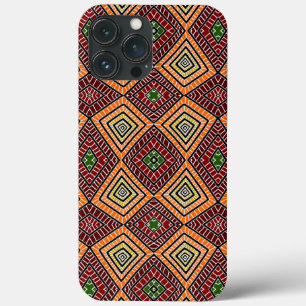 Red orange grönt Tribal Diamonds African Mönster