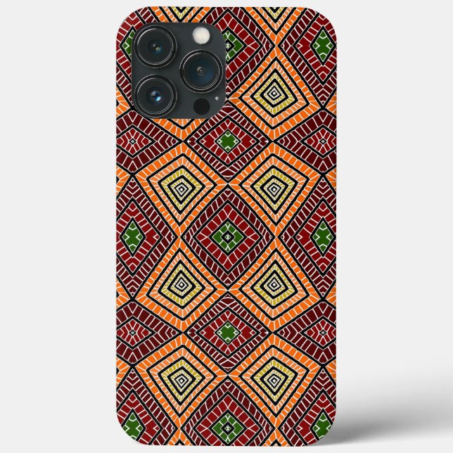 Red orange grönt Tribal Diamonds African Mönster (Baksida)