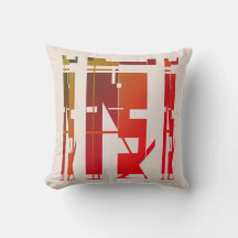 Red Orange Guld Brown on Beige Tribal Art Mosaic