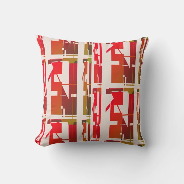 Red Orange Guld Brown Southwest look Uneven Mosaic Kudde (Framsida)