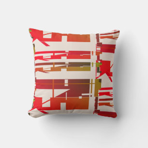 Red Orange Guld Brown Uneven Southwest look Mosaic Kudde