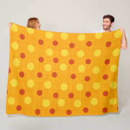 RED ORANGE GULT AUTUMN POLKA DOTS FLEECEFILT