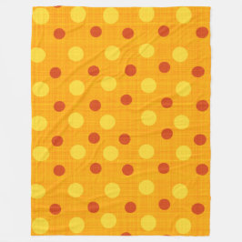 RED ORANGE GULT AUTUMN POLKA DOTS FLEECEFILT