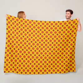 RED ORANGE GULT AUTUMN POLKA DOTS FLEECEFILT