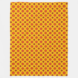 RED ORANGE GULT AUTUMN POLKA DOTS FLEECEFILT