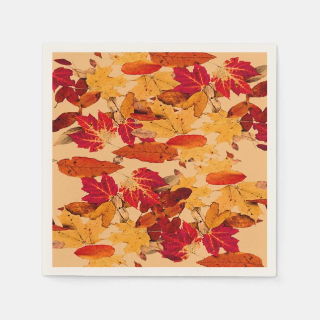 Red Orange Gult Brown Autumn Foliage Pappersservett (Framsidan)