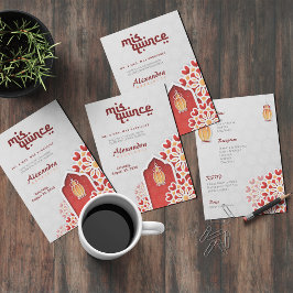 Red Orange Gult Flower Arabian Nattabinceañera Inbjudningar