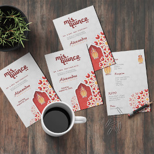 Red Orange Gult Flower Arabian Nattabinceañera Inbjudningar