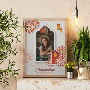 Red Orange Gult Flower Arabian Nattabinceañera Poster