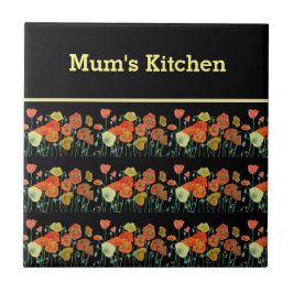 Red Orange Gult Poppy Flowers Poppies Blommigt Art Kakelplatta