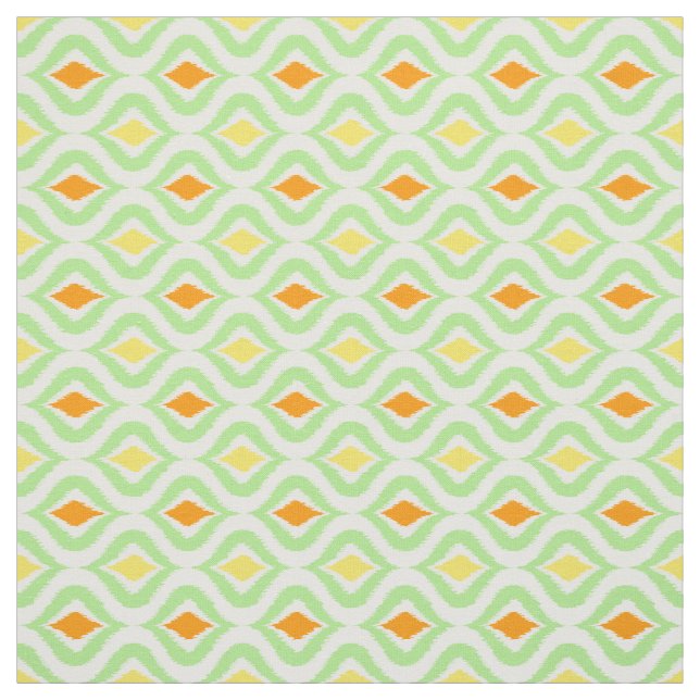 Red Orange Gult Retro Chic Ikat Ogee Mönster Tyg (Provkarta)