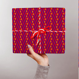 Red Orange Lila Chevron Rand Trippy Abstrakt Presentpapper