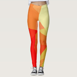 Red Orange Lime Modern Geometric Mönster Leggings