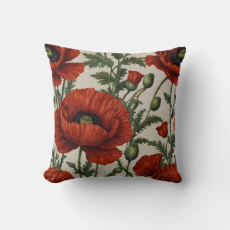 Red Orange Poppy Flower Kudde