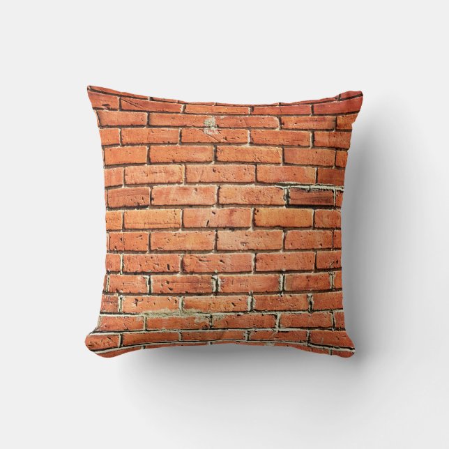 Red Orange Small Brick Wall Urban Kudde (Framsida)