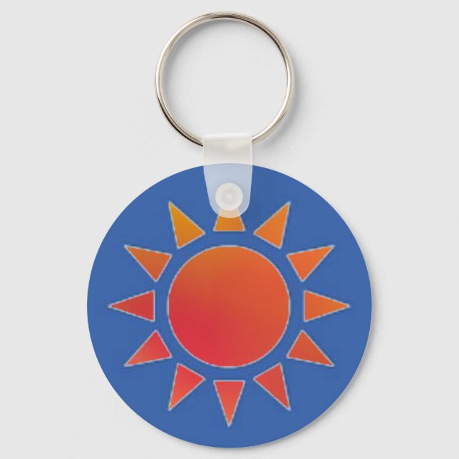 Red Orange Sol Keychain Nyckelring (Framsida)