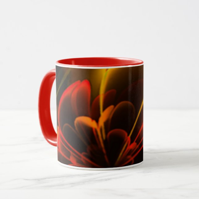 Red Orange Stylized Flower halv Corolla Mugg (Framsida vänster)