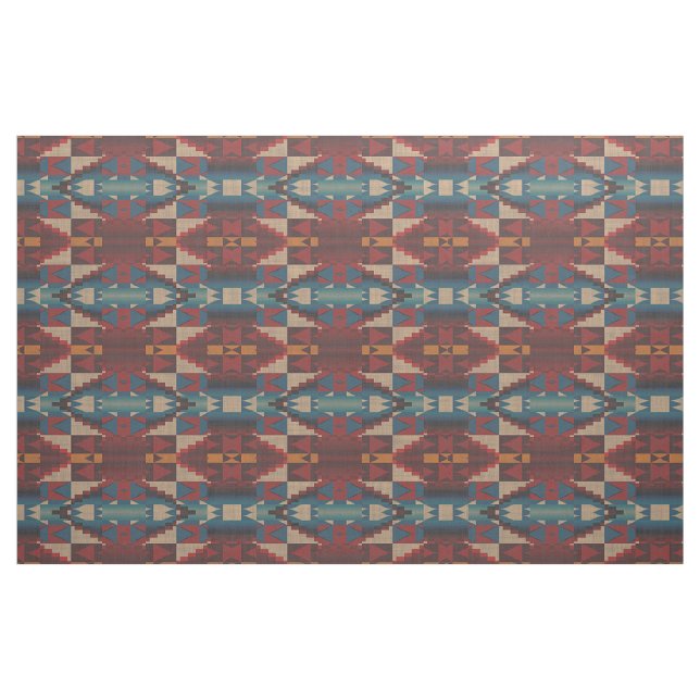Red Orange Teal Blue Taupe Brown Ethnic look Tyg (Fat Quarter)