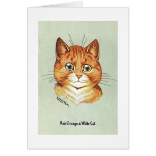 Red Orange & White Cat, Louis Wain Hälsningskort