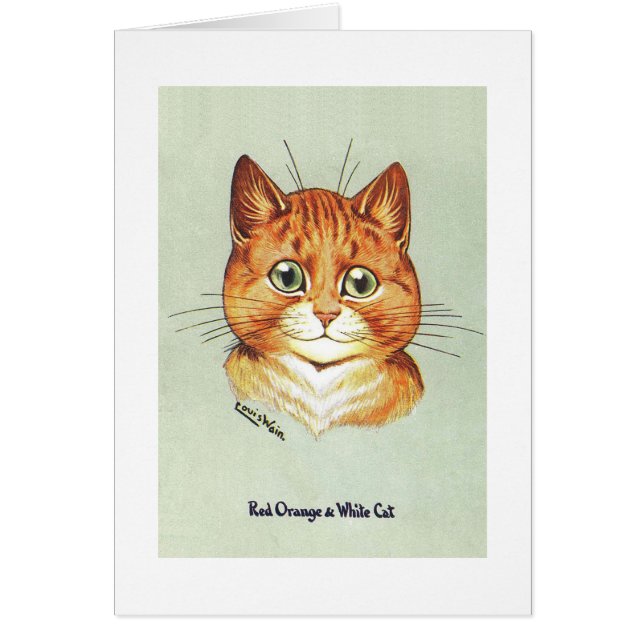 Red Orange & White Cat, Louis Wain Hälsningskort (Framsidan)