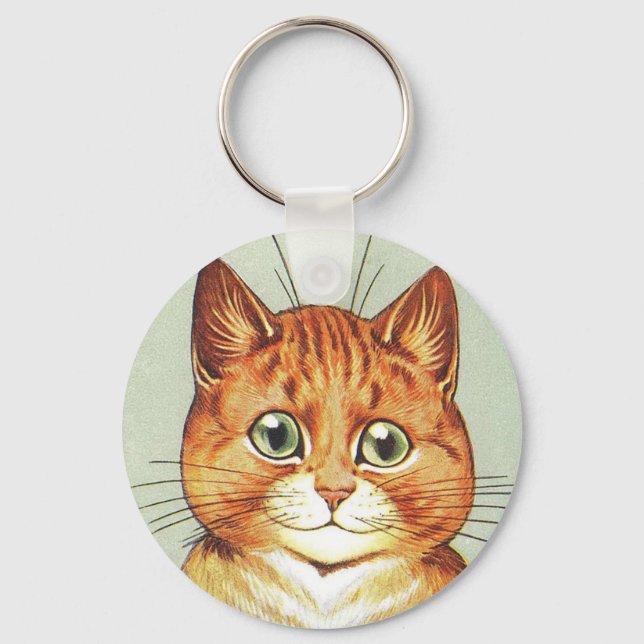 Red Orange & White Cat, Louis Wain Nyckelring (Framsida)