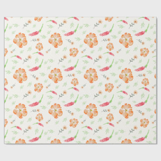 Red & Orange Wildflower Watercolor Wrapping Paper Presentpapper
