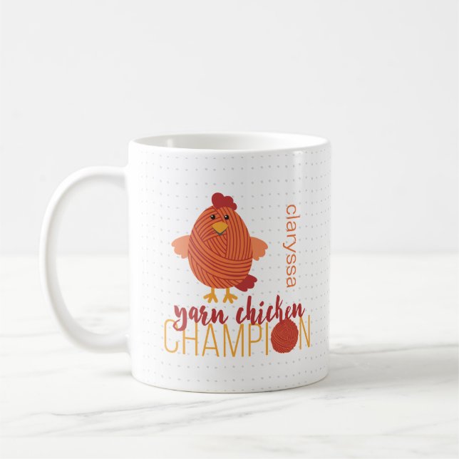 Red & Orange Yarn Chicken Champion Coffee Mugg (Vänster)