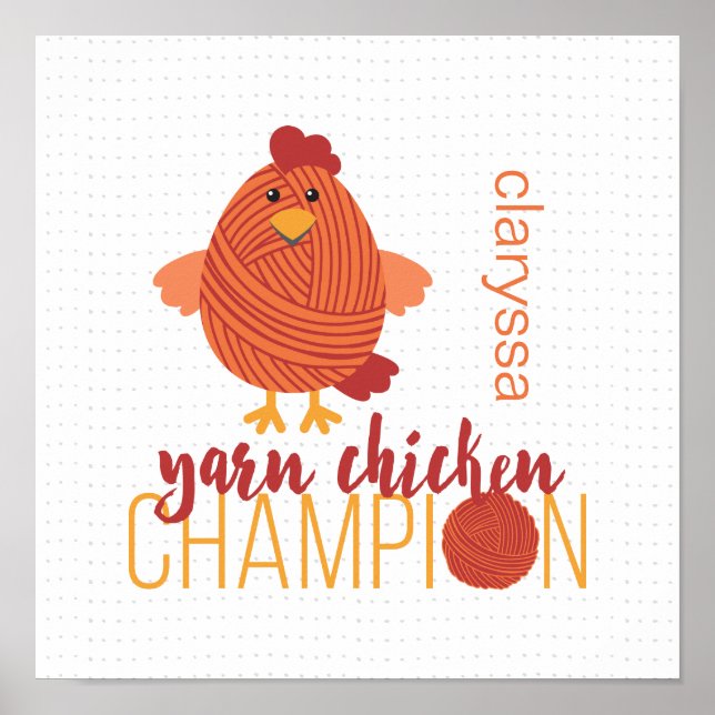 Red & Orange Yarn Chicken Champion Poster (Framsidan)
