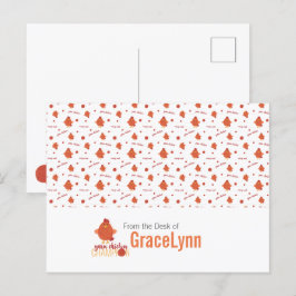 Red & Orange Yarn Chicken Champion vycard Vykort