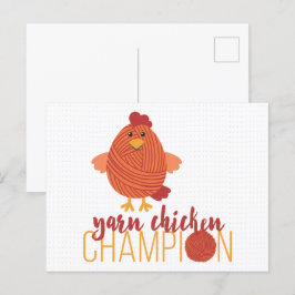 Red & Orange Yarn Chicken Champion vycard Vykort