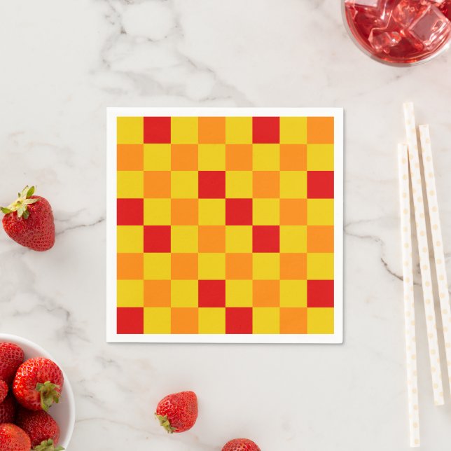 Red Orange Yellow Checkered Pattern Design  Pappersservett (Insitu)