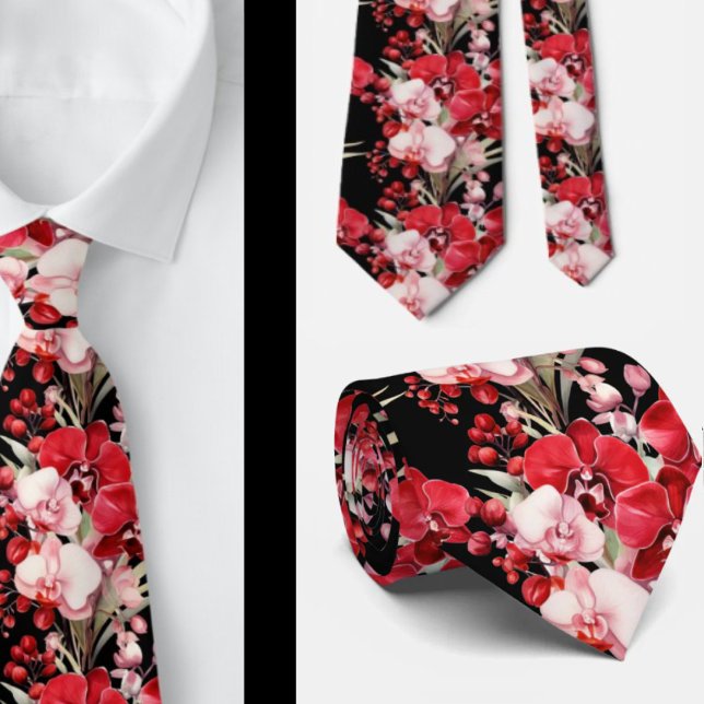 Red Orchid Flowers Neck Tie Slips (Skapare uppladdad)