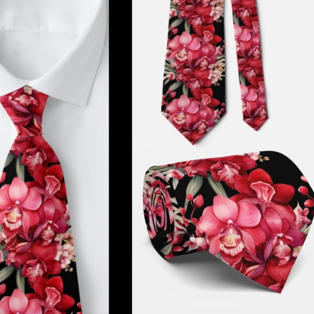 Red Orchid Flowers Neck Tie Slips (Skapare uppladdad)