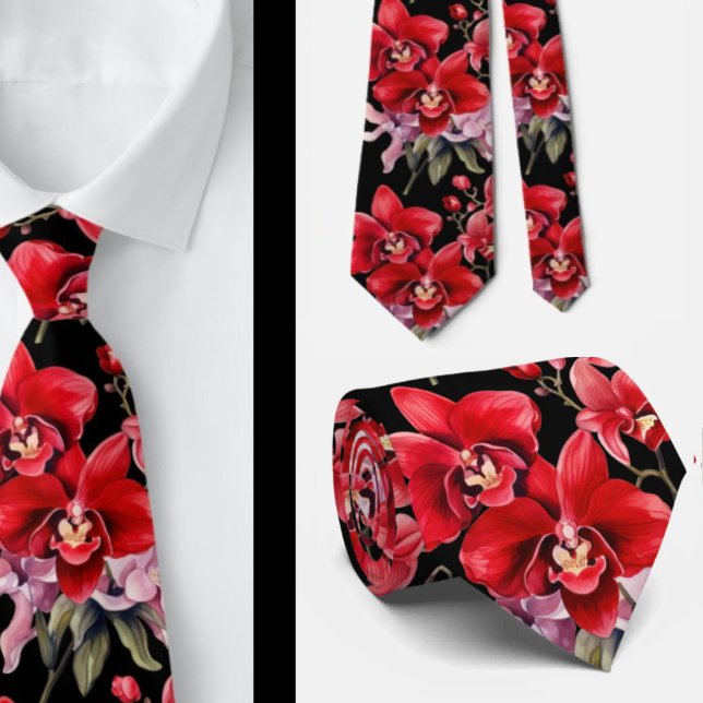 Red Orchid Flowers Neck Tie Slips (Skapare uppladdad)