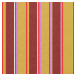 Red, Orchid, Goldenrod, Maroon & Lavender Linjer Tyg