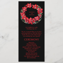 Red Orchids Bröllop Ceremony-programmet Program