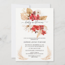 Red Orchids Pampas Grass Lunaria Baby i Bloom Inbjudningar