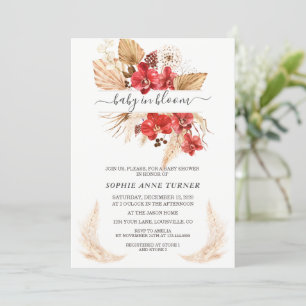 Red Orchids Pampas Grass Lunaria Baby i Bloom Inbjudningar