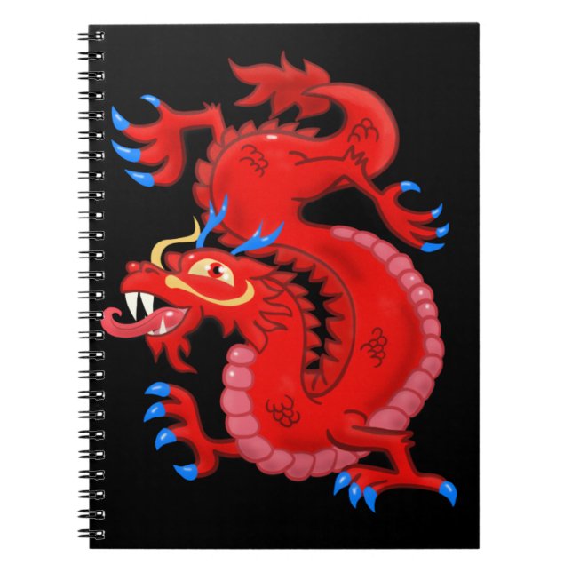 Red Oriental Dragon Notebook Anteckningsbok (Framsidan)