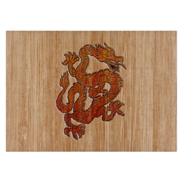 Red Oriental Dragon på Bamboo stil (Framsidan)