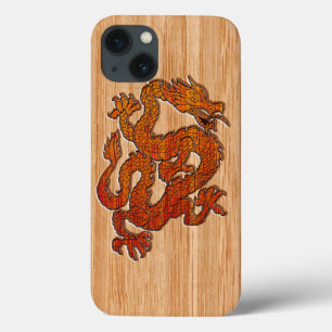 Red Oriental Dragon på Bamboo stil
