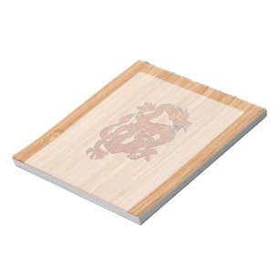Red Oriental Dragon på Bamboo stil Anteckningsblock