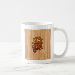 Red Oriental Dragon på Bamboo stil Kaffemugg