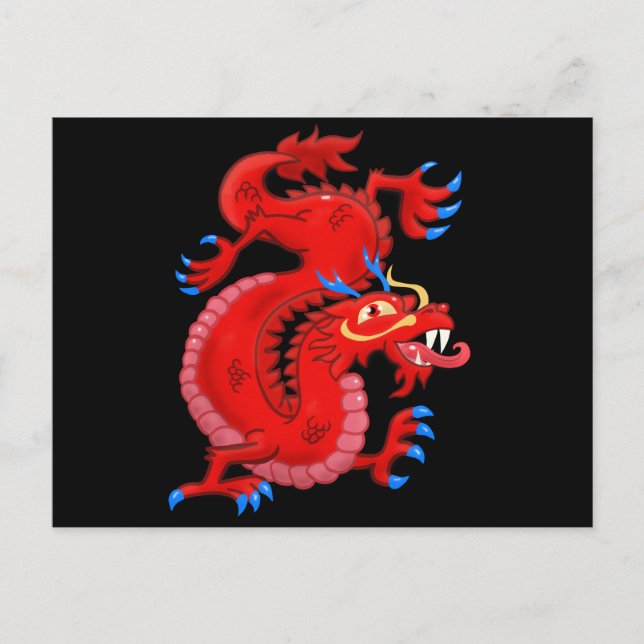 Red Oriental Dragon Vykort (Framsida)