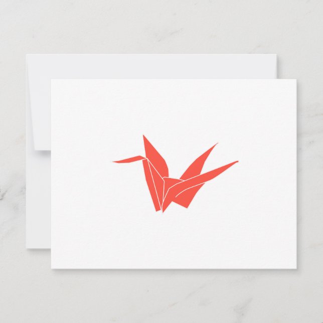 Red Origami Crane Flat Notecard Anteckningskort (Framsida)